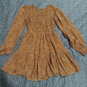 Newbury Kustom Brown Patterned Long Sleeve Mini Dress